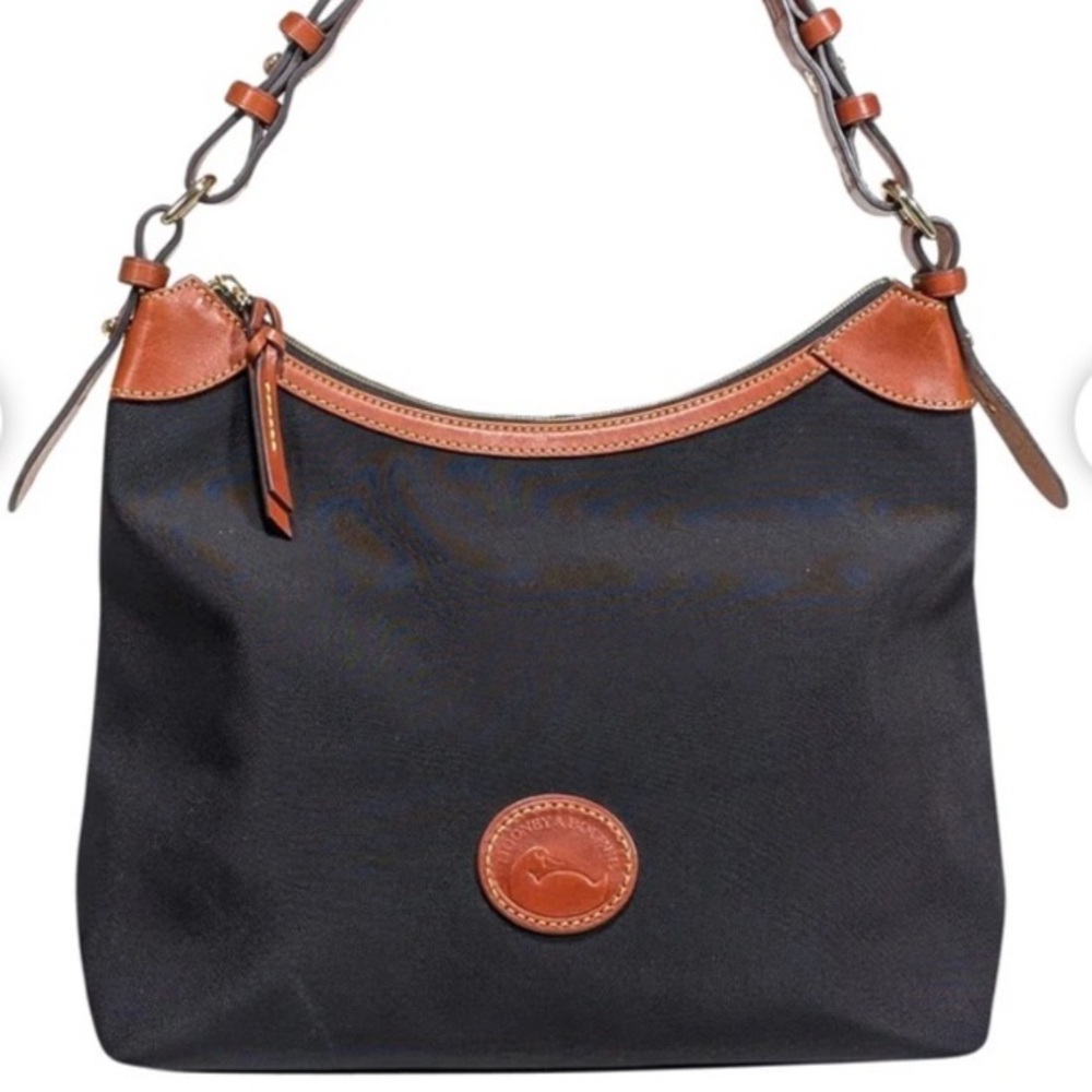 Dooney & Bourke Vintage Black Nylon&Leather Erica Bag Hot Pink Interior EUC